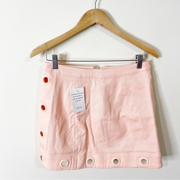 For Love & Lemons Pink Zip Up Crème Puff Denim Mini Skirt Size Medium - Picture 4 of 8